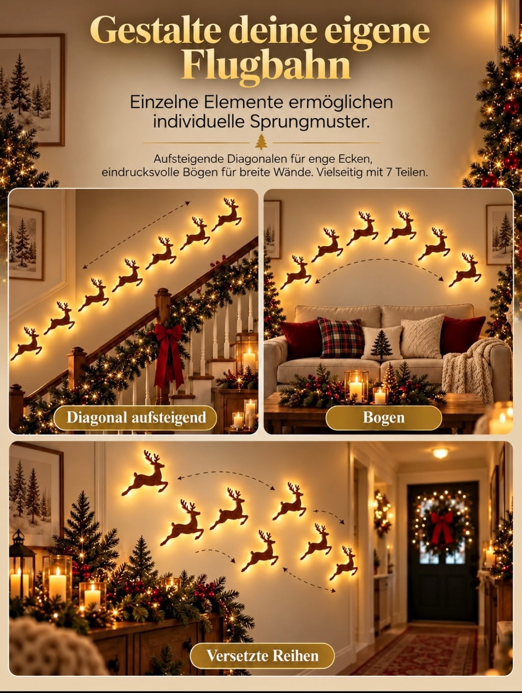 Beleuchtete 3D-Weihnachtswanddekoration