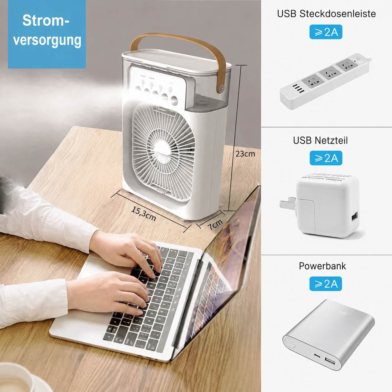 New 3-in-1 Fan, Air Conditioner, Household Mini Air Cooler, LED Night Light, Portable Humidifier, Air Adjustment Fan, Office and Home Fan