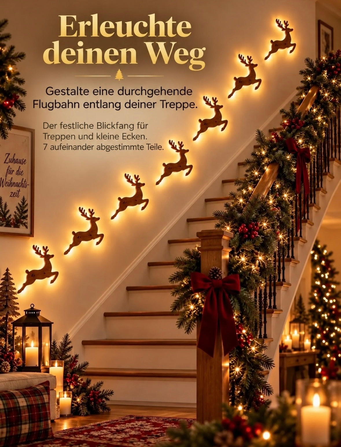 Beleuchtete 3D-Weihnachtswanddekoration